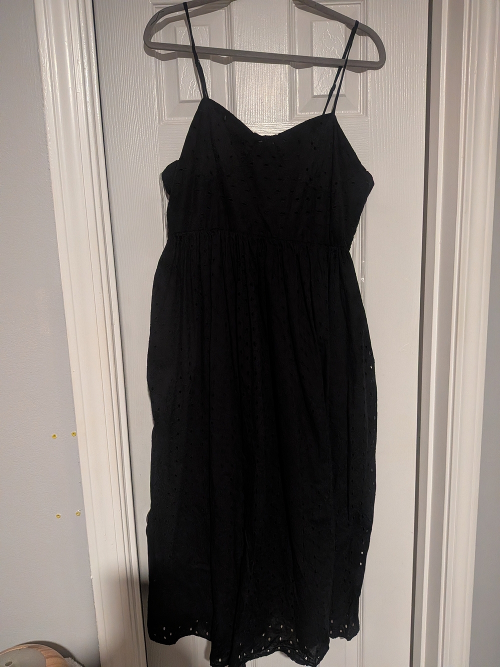 a new day Black Eyelet Midi Dress with Spaghetti Straps
